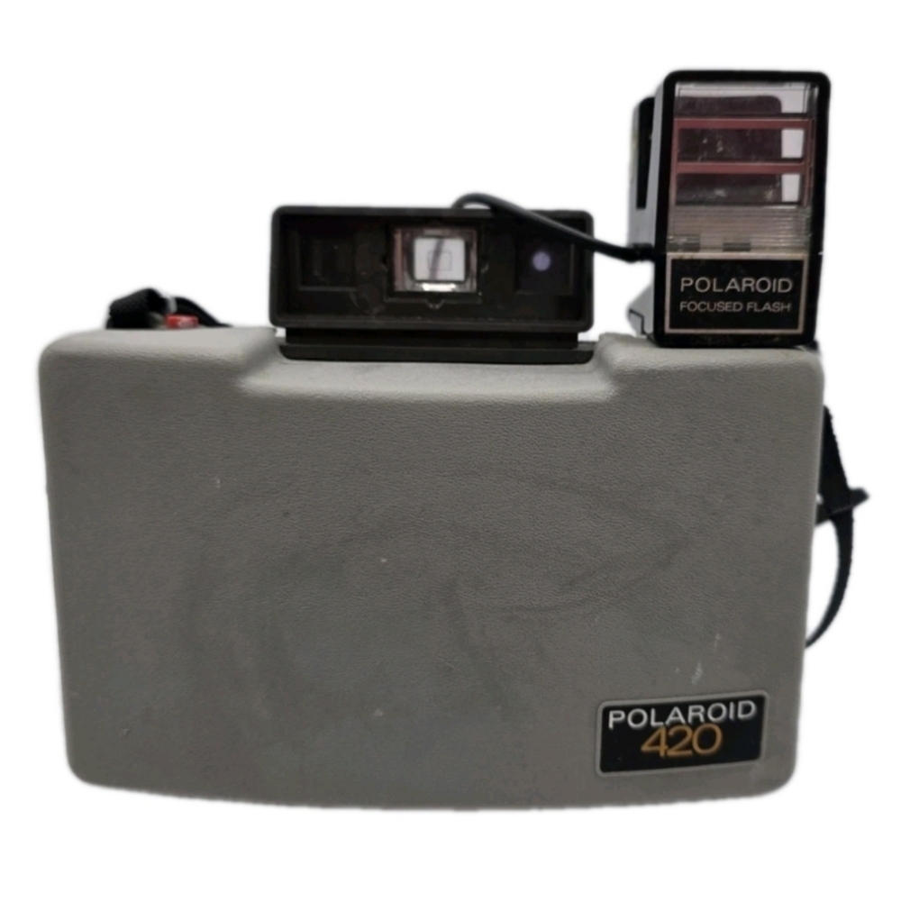 Vintage Polaroid 420 Automatic Land Camera w Original Strap Untested W/manual